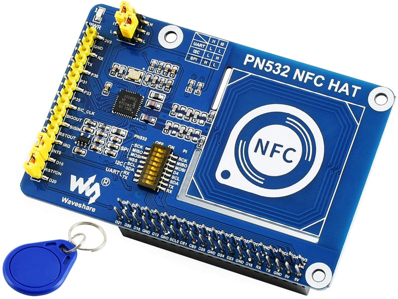 PN532 NFC HAT for Raspberry Pi 4B/3B+/3B/2B/Zero/Zero W - I2C / SPI/UART Interface, Supports Various NFC/RFID Cards