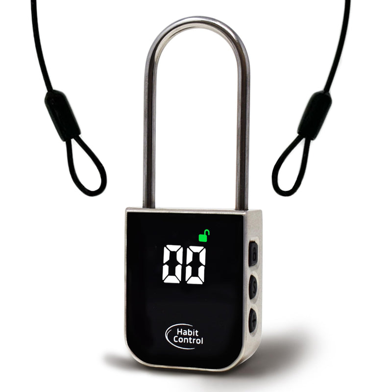 Metal Timer Lock - Smart Padlock for Kitchen Cabinets, Timed Out Keyless Pad Lock, Electronic Time Locking Lock for Cell Phones, Snack, Liquor, Game Consoles & Other Unwanted Temptations Silver