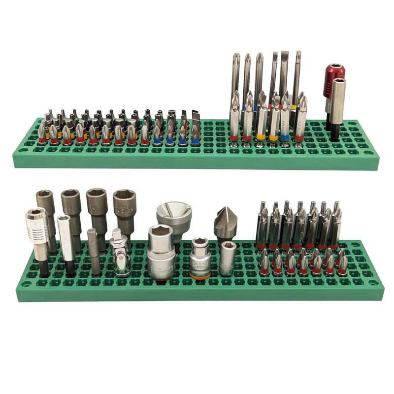Free Zone Bit Organizer Set (Green) – 158-Hole Bit Storage – 1/4" Hex Bits & Drive Bits Adapter Storage – Toolbox Storage (Tools Not Included) Green