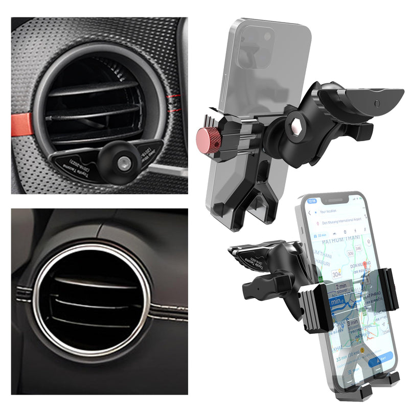 Upgraded Vent Aluminum Phone Mount for Jeep Wrangler JL & Gladiator JT (2018-2023) & Sahara, Car Vent Phone Holder with 360° Rotation Full Metal Arm 20x Super Strong Phone Stand for all Smartphones Jeep Wrangler Vent Phone Mount (2018-2023)