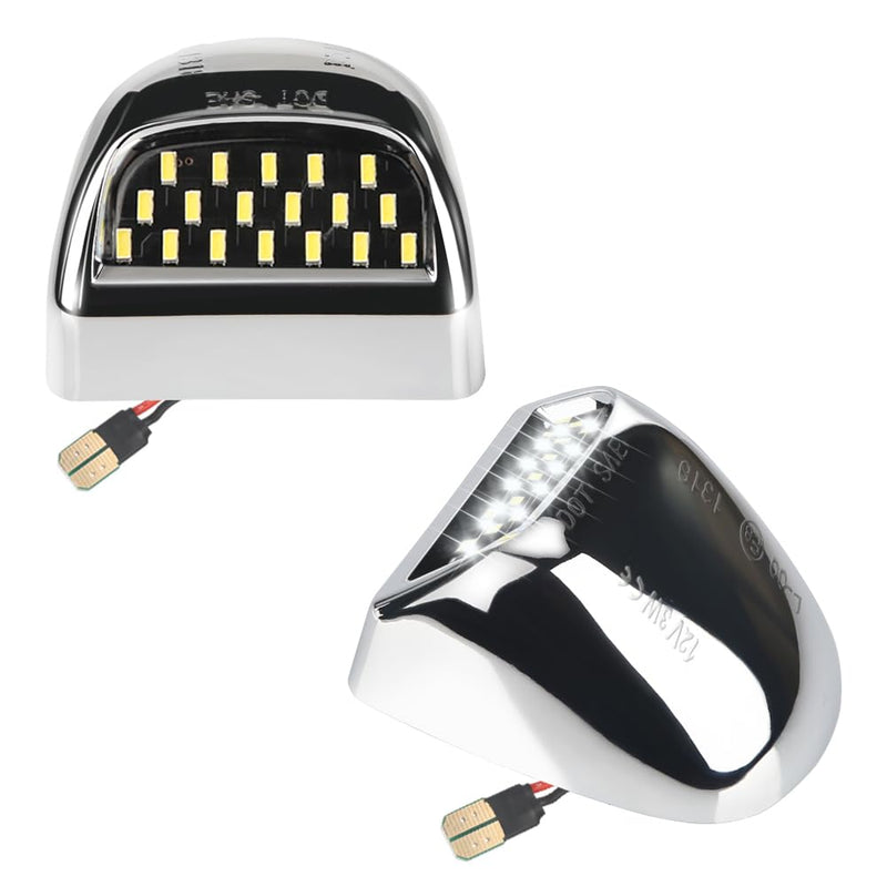 LED License Plate Light tag lamp Assembly For 1999-2013 Chevy Silverado GMC Sierra 1500 2500 3500 Avalanche Suburban Tahoe Yukon Chrome housing 6000K White, Pack of 2