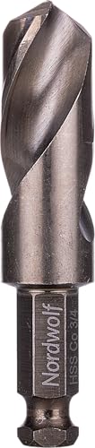 NordWolf 3/4" M35 Cobalt Stubby Drill Bit for Stainless Steel & Hard Metals, with 7/16" Hex Shank for Quick Chucks & Impact Drivers 3/4 in