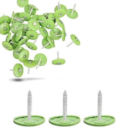 250 Pack - Lime Green Round Plastic Cap Nail 1 Inch Roofing Nails Galvanized Tar Paper Nails for House Wrap Fastening Foam Board Roofing Felt Insulation Film MLV Quiet Noise Barriers (250) 250