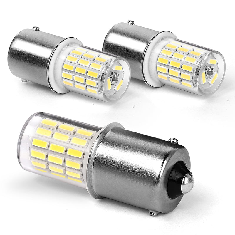 1156 Ba15s 12V 24V 3w LED Light Bulb 6000K Daylight White, 1141 S8 Bayonet Bulb Socket Single Contact, for Landscape, RV, Boat Mower Lawn Tractors, Reversing lights. Pack of 3 ba15s 12v White