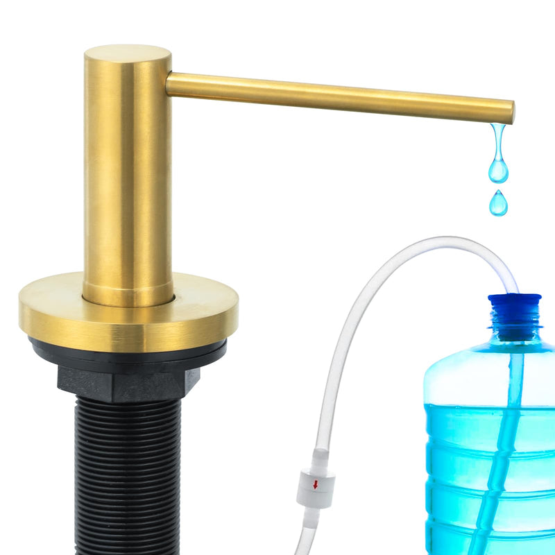 Gappo Soap Dispenser for Kitchen Sink Champagne Gold, Stainless Steel Countertop Pump, Built in Sink Soap Dispenser with 47" Extension Tube kit