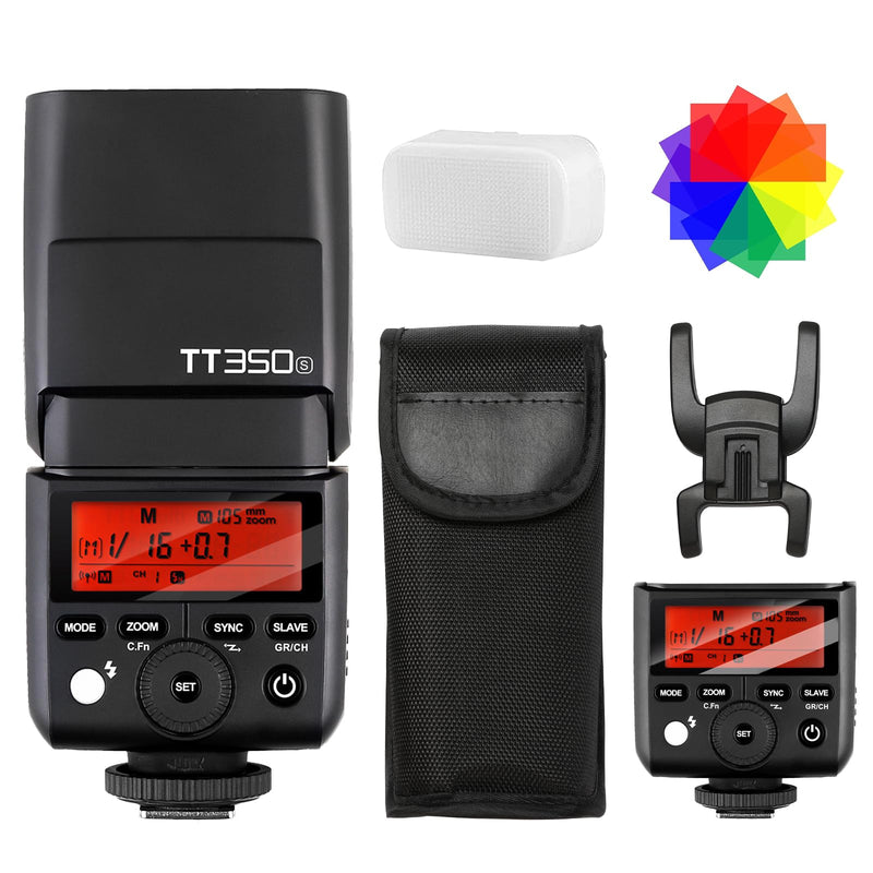 Godox TT350 Mini Thinklite TTL Flash for Sony Cameras (TT350S) – 2.4G Wireless, GN36, 1/8000s HSS Speedlite with Diffuser & Filter