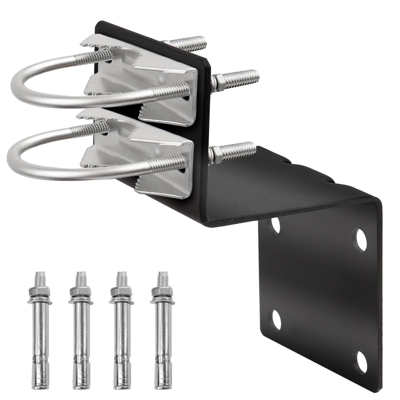  [AUSTRALIA] - XRDS-RF Antenna Mount Kit, Black-Coated Pole Mount Bracket with Double U-Bolts Clamp V Jaw Bracket for Outside Home Antenna Holder 1 Set