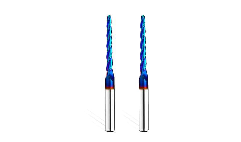 2PCS Ball Nose 1 Degree End Mill Cutter CNC Router Bits Spiral Milling Tool with Nano Blue Coating 1/8 Cutting Diameter 1/4 Inch Shank 3 Inch Overall Length STQ355 2