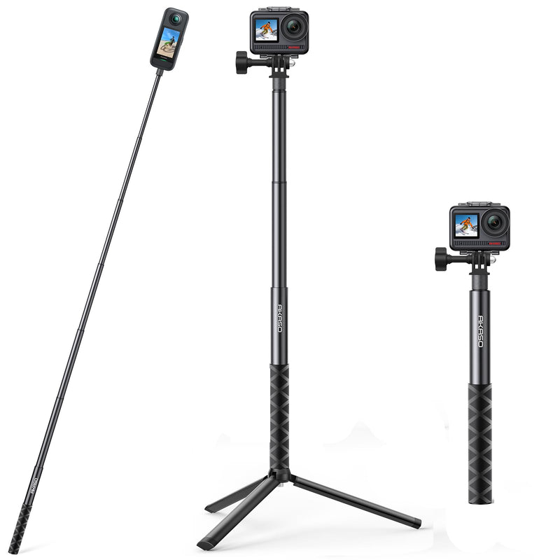 AKASO 49.2"/120cm Selfie Stick Tripod Extendable Action Camera Mount | Compatible with AKASO EK7000/Brave 4/EK7000 Pro/Brave 7 LE/Brave 7/GoPro Hero 13/12/11/10/ 9/Max/DJI Osmo Action 5/4/3 (120cm) Selfie Stick Tripod