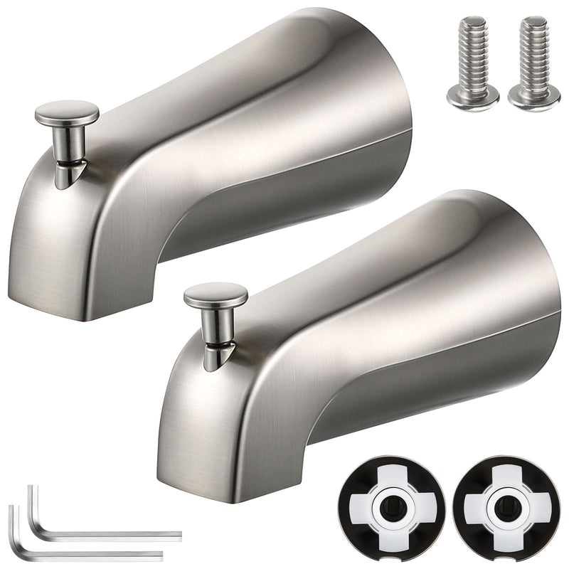 Slip on Tub Spout with Diverter, Compatible with American Standard 8888026.002 Tub Spout, Bathroom Bathtub Faucet, Fits 1/2" Copper Water Tube(5/8" Dia), 5/32" Hex Wrench(Brushed Nickel,2) 2 Brushed Nickel
