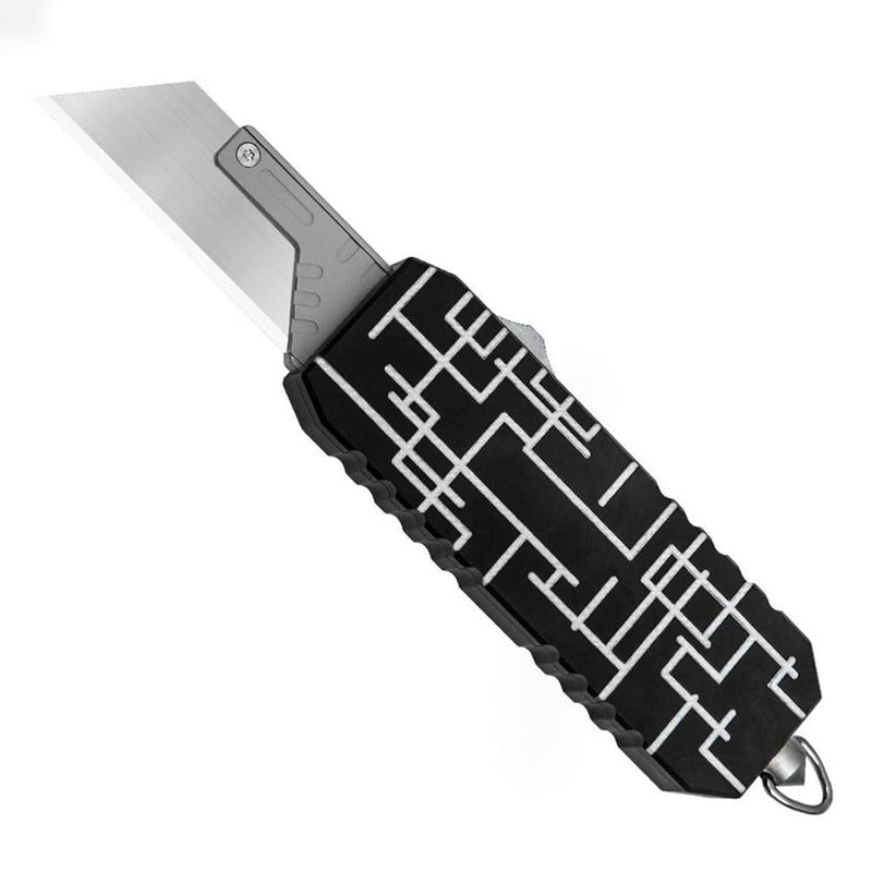 T386 EDC Auto Box Cutters Retractable Heavy Duty Cardboard Cutter Utility Knife, 10pcs Extra Replaceable Blade Pocket Knife With Pants Clip, Glass Breaker (Black) Black