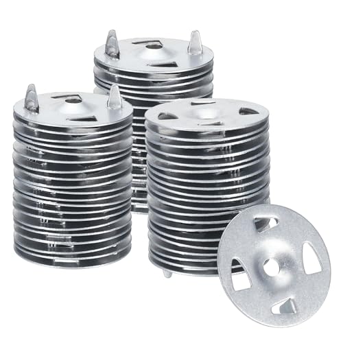 PATIKIL 32mm Insulation Washers, 150pcs Metal Insulation Washers Foam Board Fasteners Perforated Plaster Washers Galvanized Steel 1-1/4in for Foam Board Fixing Fastening Wall Ceiling 150