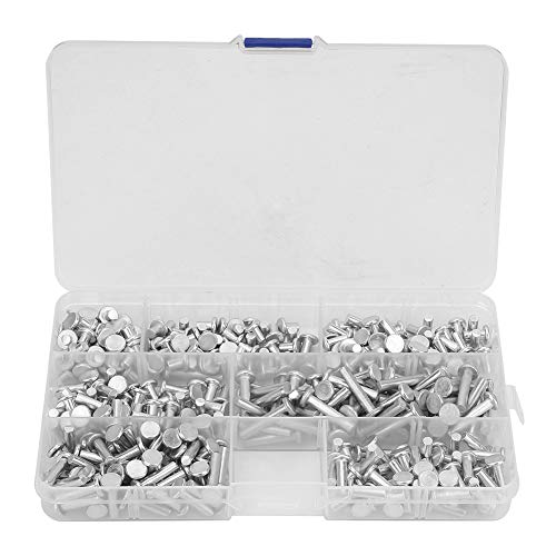 semi Tubular Rivets Flush Rivets 18×10×2 350pcs Flat Aluminum Rivets Assortment kit Length 4 6 8 10 12 16 20mm