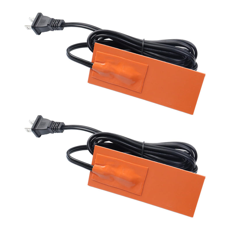 2 x 5in Car Engine Silicone Pad Heater - Self-Adhesive, 2Pcs Oil Pan Heater Pad Car Truck Oil Pan Heater Pad for Metal Surface with 194°F Thermal Protector & 68" Power Cord（50W 120V） 2 x 5in 2Pcs
