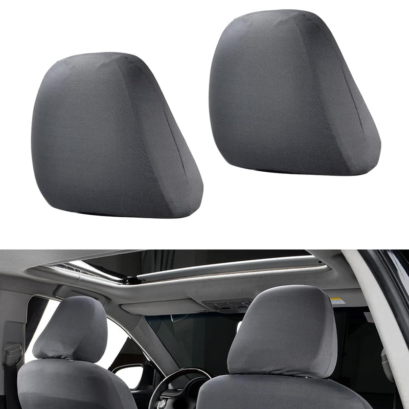 2 PCS Car Seat Headrest Cover, 9" x 10.6" Knitted Stretch Breathable Fully Surrounded Simple Dust Cover, Reusable Flexible Headrest Protector, Universal for Most Cars (Dark Gray) 2 PCS #9" x 10.6" Dark Gray