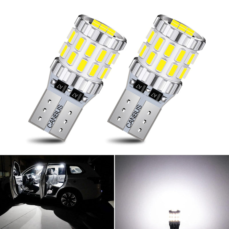 gunhunt Pack-2 Car Wide Lights, 3W Led Light Bulbs, Aluminum Reading Lights, License Plate Lights, Instrument Lights, Auto Bulb Replacements, Universal for Most Cars, Trucks, SUVs (White) 2 PCS White