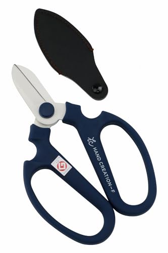 Japanese Floral Scissors - SAKAGEN Hand Creation, Professional Ultra Sharp Flower Shears for Floral Design, Ikebana & Gardening, Made in Japan, F-170 (Blue) Blue