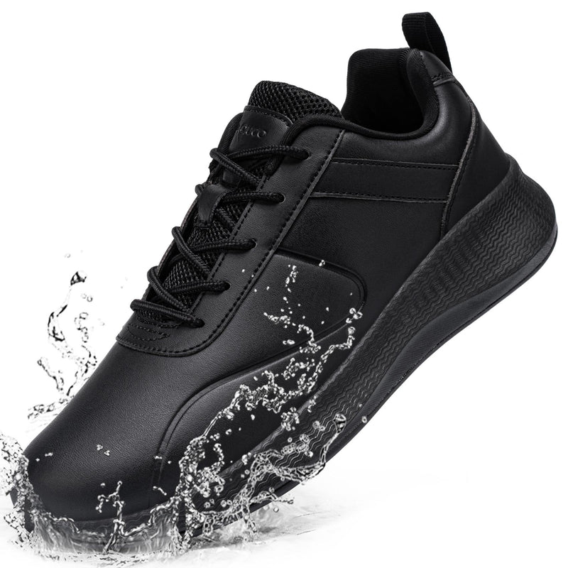Non Slip Work Shoes for Women Food Service Lightweight Waterproof Kitchen Chef Shoe Restaurant Walking Sneakers Nursing Slip Resistant Footwear, Black 7