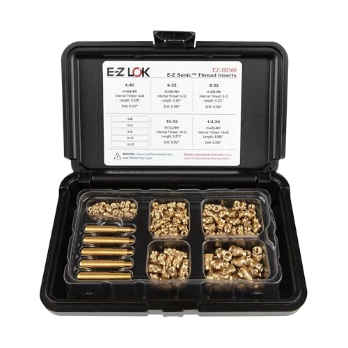 E-Z LOK Thread Insert Assortment Kit for Plastic, 4-40 to 0.25-20 4-40 to 1/4-20 Flush