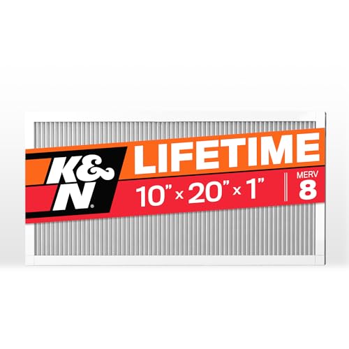 K&N 10X20X1 HVAC Furnace Air Filter, Lasts a Lifetime, Washable, Merv 8, the Last HVAC Filter You Will Ever Buy, Breathe Safely at Home or in the Office, HVC-8-11020 9.5" x 19.5" x 0.8"