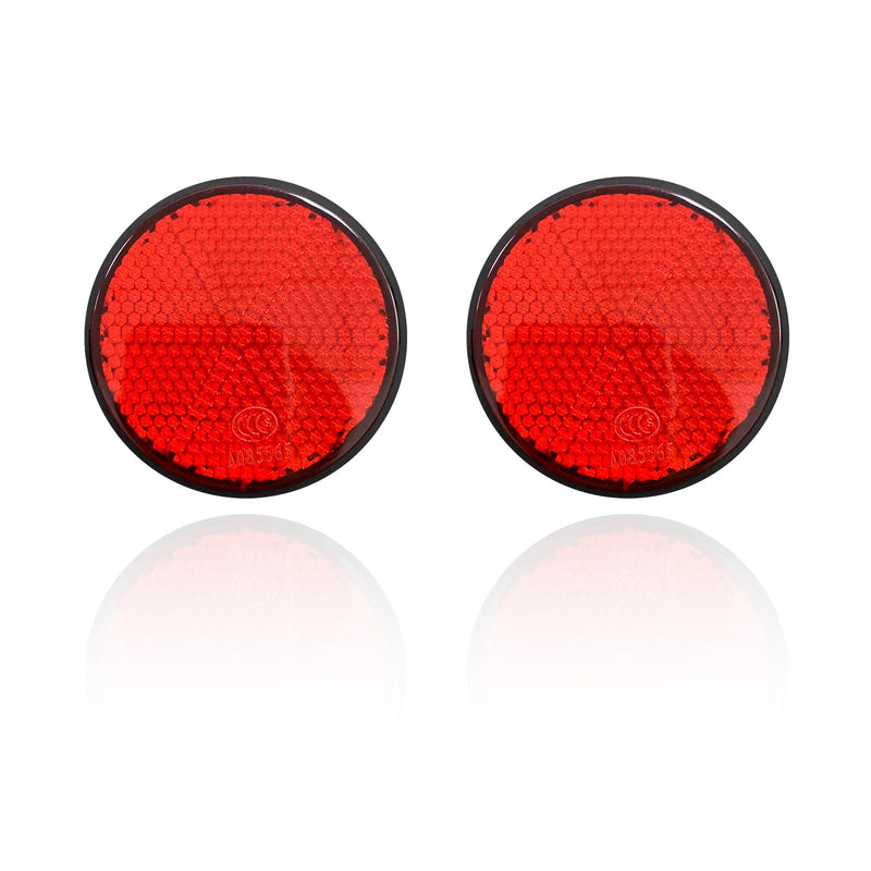 2 PCS M6 x 1.0 Motorcycle Reflectors, Plastic Screw Mount Reflective Warning Reflector, Universal Motorbike Rear Safety Reflectors for Motorcycle, Bicycle, Scooter (Round Red) Round Red
