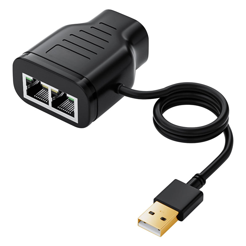 Duttek Ethernet Splitter Adapter 100 Mbps, LAN RJ45 Coupler 1 to 2 Internet Extender Adapter with USB Power Cable for Cat5/6/7 Cable Share Two Devices of The Internet at The Same Time