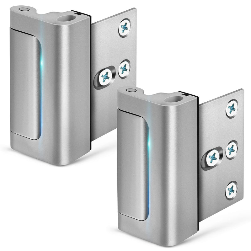 Home Security Door Reinforcement Lock Child proof High Security Door Lock Front Door Locks for Kids Safety Withstand 800lbs Door Latch Lock Christmas Gifts Stocking Stuffers for Men Women Adults Elder Silver 2