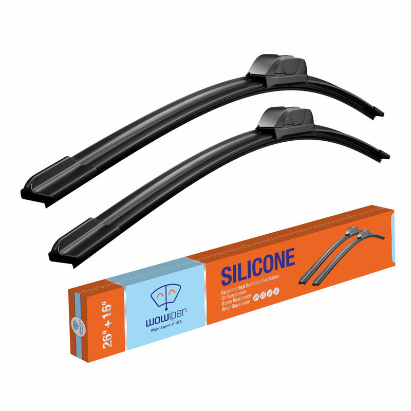 Silicone Wiper Blades 26 16 Replacement for Toyota Corolla 2019-2009 RAV4 2023-2013/Honda CRV 2016 2015 2014 2013 2012+More OEM Quality Windshield Wiper Blades for My Car(Set of 2) 26"+16" (J/U Hook)Front Silicone Windshield