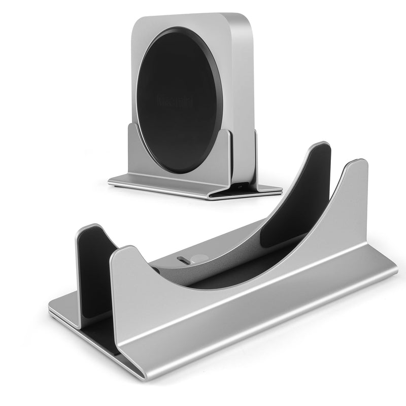 Adjustable Mac mini Stand Aluminium Vertical Laptop Holder Desk Mount - Universal Fit for Mac mini 2005-2023, Compatible with Laptop and Mini PC - Slot Width (10-52mm/0.4-2 inch) Silver for Mac Mini 2005-2023
