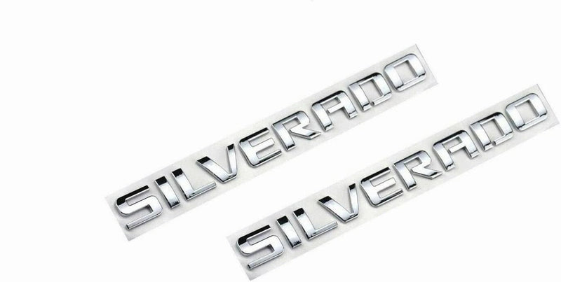 Silverado Badge Emblems 2-Piece in Chrome Shiny Glossy Finish 2007-2020 for Silverado, Sierra, and Canyon - Suitable for Hood - Fits 1500, 2500HD, and 3500HD Models (Chrome)