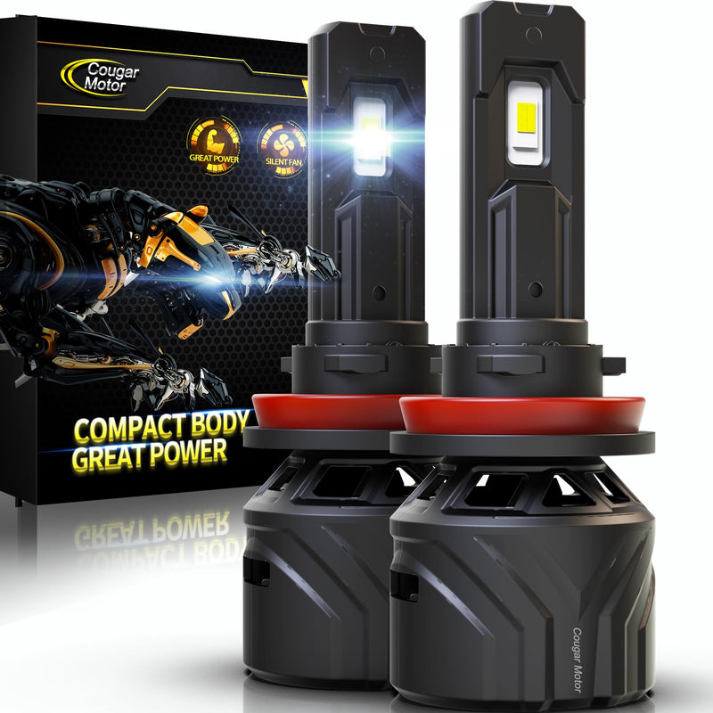 Cougar Motor H11 Bulbs, H11 Light Bulb H8 H9 Fog Lights 6500K White Non-Polarity H11 Fog Bulb Plug and Play - Pack of 2