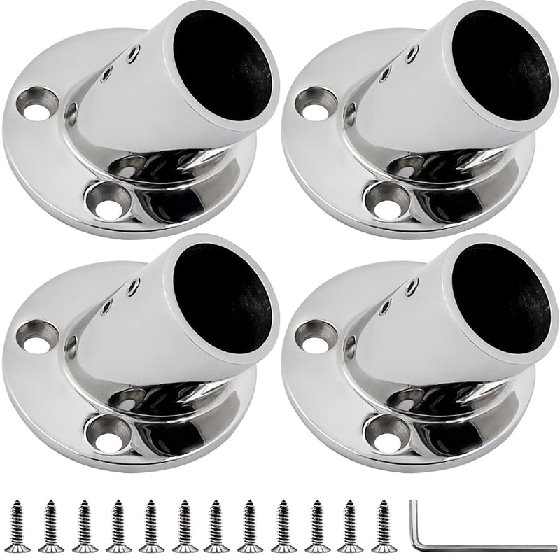 YANYUCB Boat Hand Rail Fitting,316 Stainless Steel Round 60/90 Degree Boat Hand Rail Base(1 inch,1-1/4inch,7/8 inch,1-3/16 inch) with L Shape Hex Key and Screws 1-3/16 × 4 60°