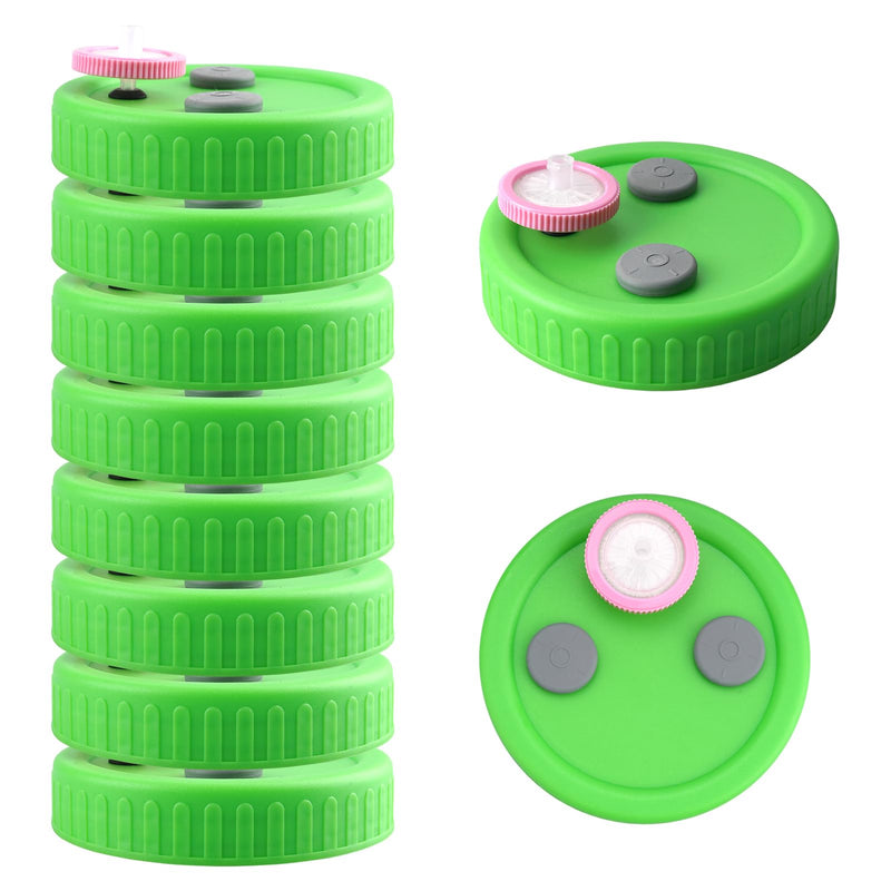 10 Pcs Mushroom Liquid Culture Lids for Wide Mouth Mason Jar with 0.22um PTFE Filter & Self-healing Rubber Stopper, Cultivation Mason Jar Cap for Mushroom Grow