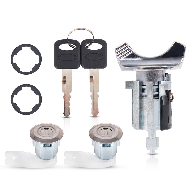 Ignition Switch Lock Cylinder & 2 Pcs Door Lock Cylinder with Keys Compatible with 1992-1995 Ford Bronco F150 F250 F350 E150 E250 E350 Ranger Replaces# C-42-150 DP-42-122 F3UZ1522050D 1990-1995 Ignition Door Lock