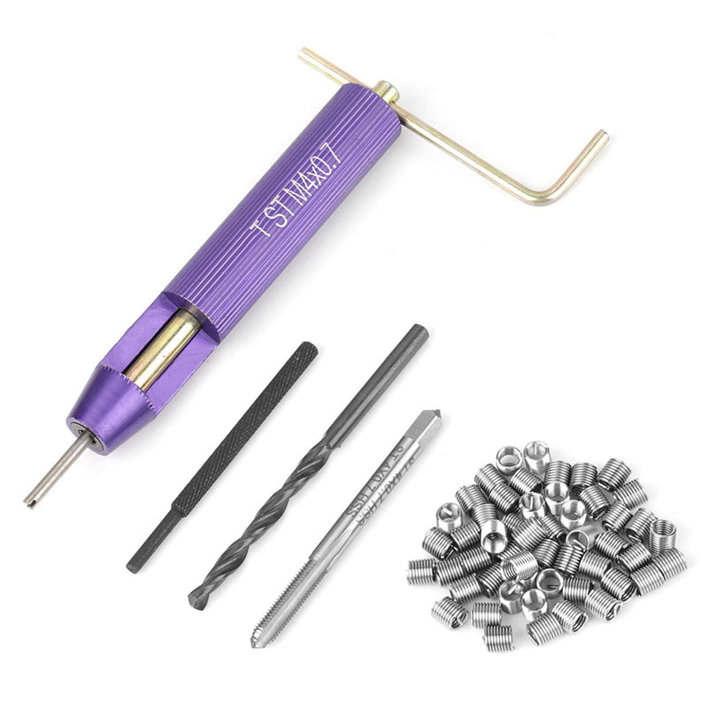 50pcs Thread Repair Kit, M4 x 0.7 Stainless Steel Wire Thread Insert Combination Tool Set for Restoring Damaged Wires in Steel M4 x 2D