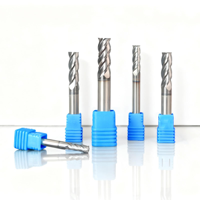 Tools Carbide End Mills Set, TiAlCN Coating, CNC Mill Bits for Steel Materials,4 Flute Solid Carbide Square End Mills (1/8" 3/16" 1/4" 5/16" 3/8" 5Pcs) SET GSUS 1/8" 3/16" 1/4" 5/16" 3/8" 5Pcs