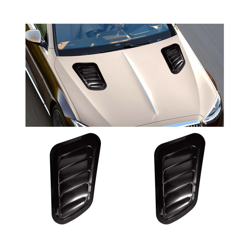 2PCS Car Hood Air Vent Cover, Universal Automotive Bonnet Air Vents Engine Hood Scoop, Front Air Vents Engine Hood Cover Trim, Vehicle Exterior Decor Accessories for Most Cars (Black) Black