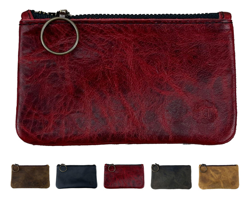 Leather Pouch with Zipper (Canyon Rouge, X-Small 5.5" x 3") Canyon Rouge