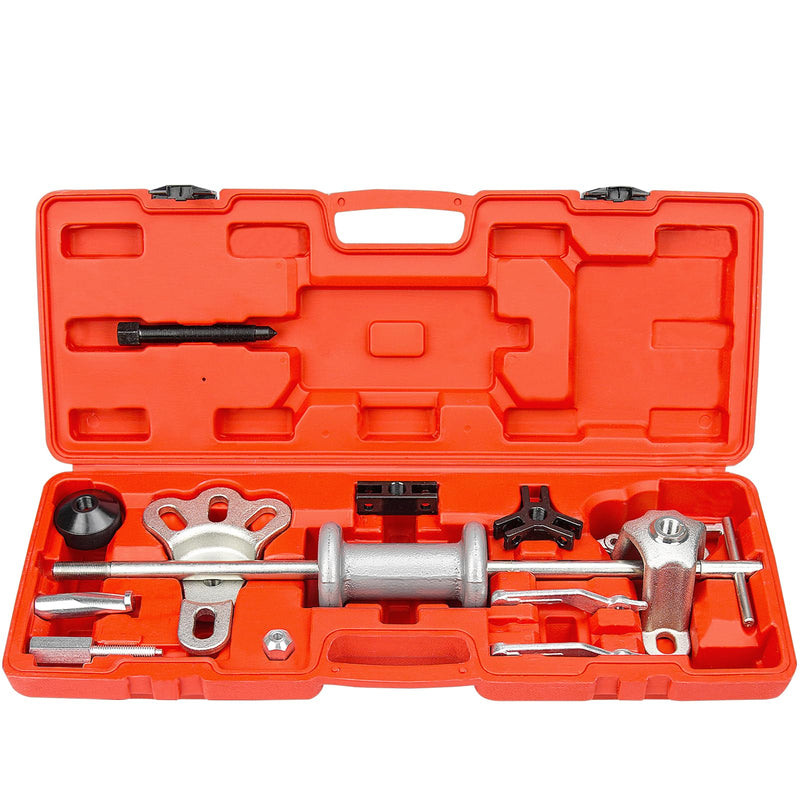 9-Way Slide Hammer Puller Set, Front Wheel Hub Bearing Remover & Rear Wheel Axle Hub Dent Shaft Puller Tool Kit Wheel Bearing Removal Tool Red