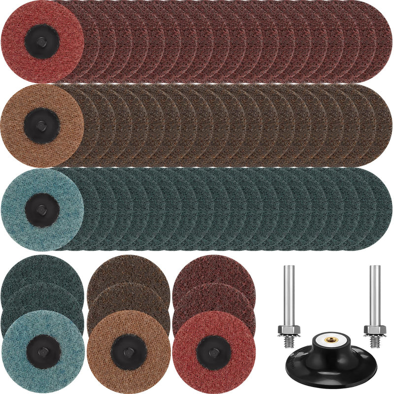 Landical 60 Pcs 3 Inch Lock Sanding Discs Surface Conditioning Disc with 1/4" Holder for Die Grinder Surface Polish Burr Rust Paint Removal(Multicolor,Medium, Course,fine Grit)