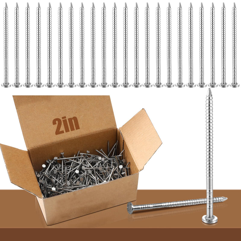 Tandefio 2 Pound Box Siding Nails Roofing Tile and Slating Rust Resistant 304 Stainless Steel Hardware Nails for Redwood Cedar Wood Siding Nail Decking Roof Slating(2 Inch,Sliver) 2 Inch Sliver