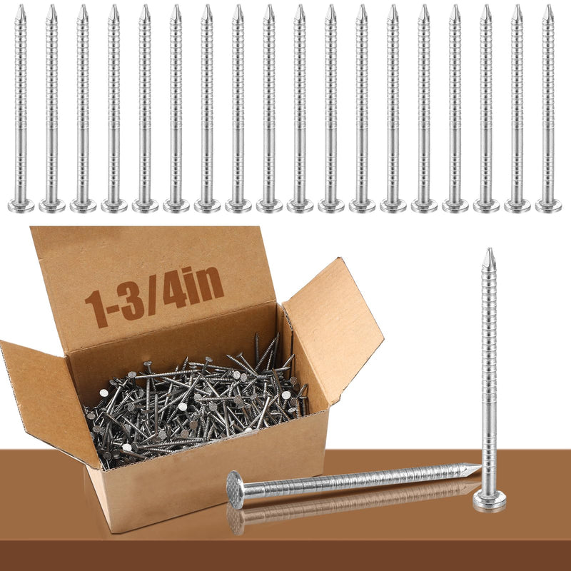 Tandefio 2 Pound Box Siding Nails Roofing Tile and Slating Rust Resistant 304 Stainless Steel Hardware Nails for Redwood Cedar Wood Siding Nail Decking Roof Slating(1-3/4 Inch,Sliver) 1-3/4 Inch Sliver