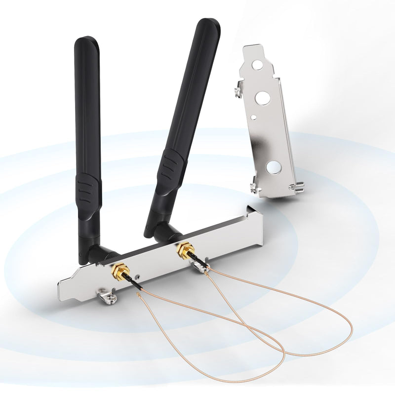 Bingfu Dual Band WiFi 2.4GHz 5.8GHz 8dBi RP-SMA Male Antenna + RG178 U.FL to RP-SMA Female Cable 2-Pack + PCI Slot Cover for WiFi Router Wireless Mini PCI Express PCIE Network Card Adapter