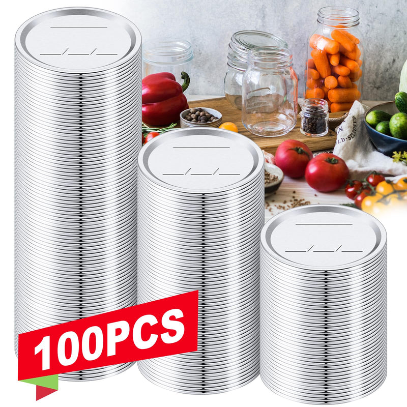 100 PCS Canning Lids Wide Mouth,3.42in Mouth Mason Jar Lids,Ball Jar with Lids with Leak proof Airtight Seal Rust Proof Split,Wide Mouth Mason Jars Food Grade,Canning Food 87MM Wide Mouth - 100Pcs
