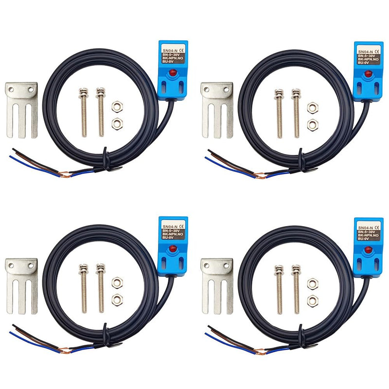 Inductive Proximity Sensor SN04-N Normally Open Detection Approach Switch NPN NO with TL PL SN Bracket (Blue, 4 Pack)