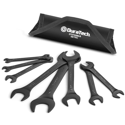 DURATECH Super-Thin Open End Wrench Set, 8-Piece, Metric Black