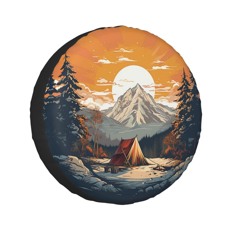 Mountains Nature Sunset Scenery Spare Tire Cover Wheel Protectors for Decoration and Weather Protection for Trailers Rv SUV Truck Campervan Travel Trailer 15" 15" for tire diameter 27.6-30in/70-75cm Mountains Nature Sunset Scenery