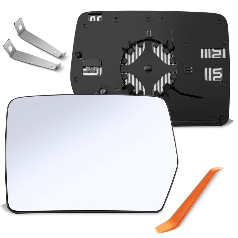 Driver Side Mirror Glass Replacement for Ford F150 2004 2005 2006 2007 2008 2009 2010, Left Heated View Mirror with Rear Holder, 4L3Z17K707DB Driver side（LH）