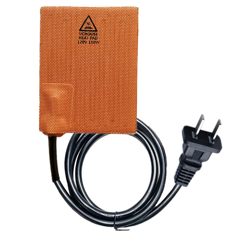Silicone Engine Heated Pad 100X130mm, 120V Engine Heater Pad, 150W Adhesive Flexible Heating Pad for Car Oil Pan/Tank type, Built-in Thermostat, for Metal Surface only, Quick Heating