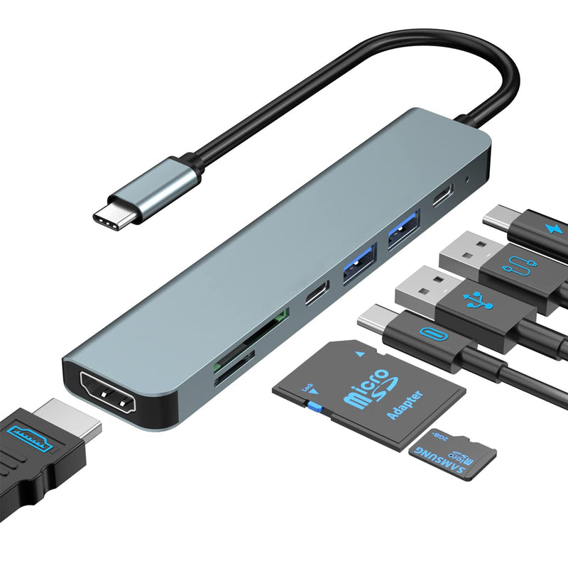 7-in-1 USB C Hub with 4K HDMI,100W PD Charging，USB C Adapter for MacBook Pro/Air,Dell XPS,HP,Lenovo,iPad Pro，Steam Deck - 5Gbps Data Transfer,SD/TF Card Reader,Slim Portable Laptop Dongle Critin-7-in-1 HUB